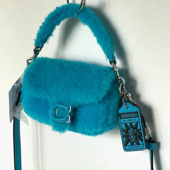 COACH x Lil Nas X Tabby 12 Shearling 2 Way Bag Montero Blue CP940 - Picture 6 of 14